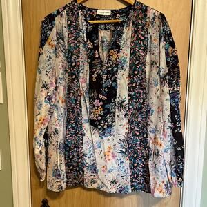 Megan Park Floral Silk Cotton Blouse 6 Spring Lightweight
